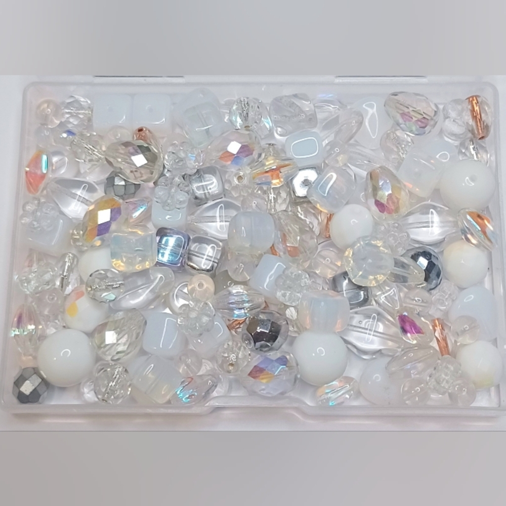 Czech glass loose beads white jewelry making